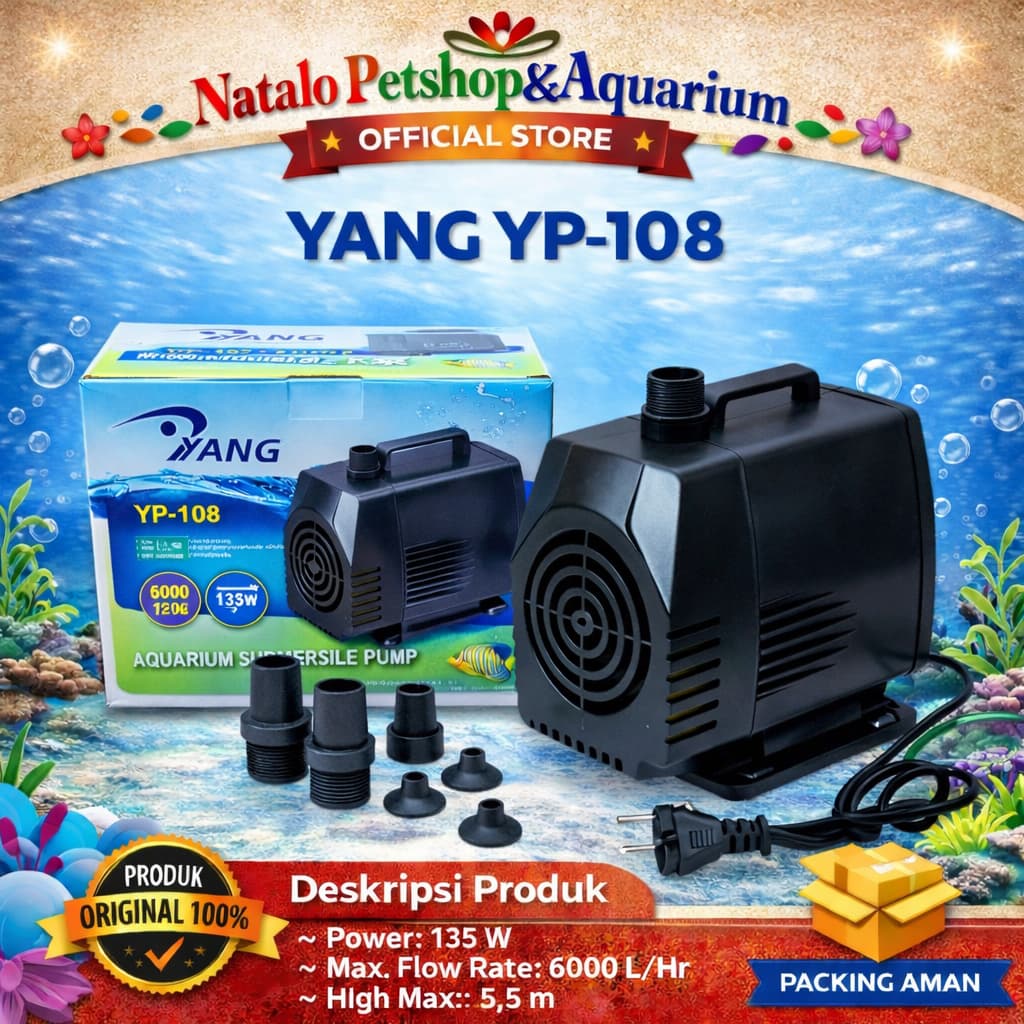 YANG YP 108 Submersible Pump - Mesin Pompa Celup YP-108 Aquarium Kolam Hidroponik