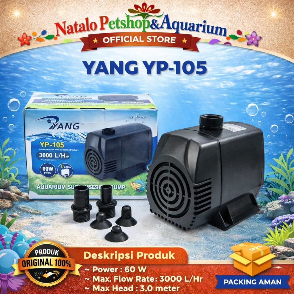 YANG YP 105 Submersible Pump - Mesin Pompa Celup YP-105 Aquarium Kolam Hidroponik