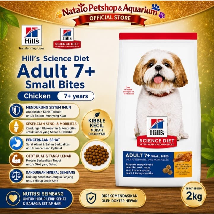 Science Diet Adult 7+ Small Bites 2KG Senior Dog Food Chicken / Makanan Anjing Tua Kecil