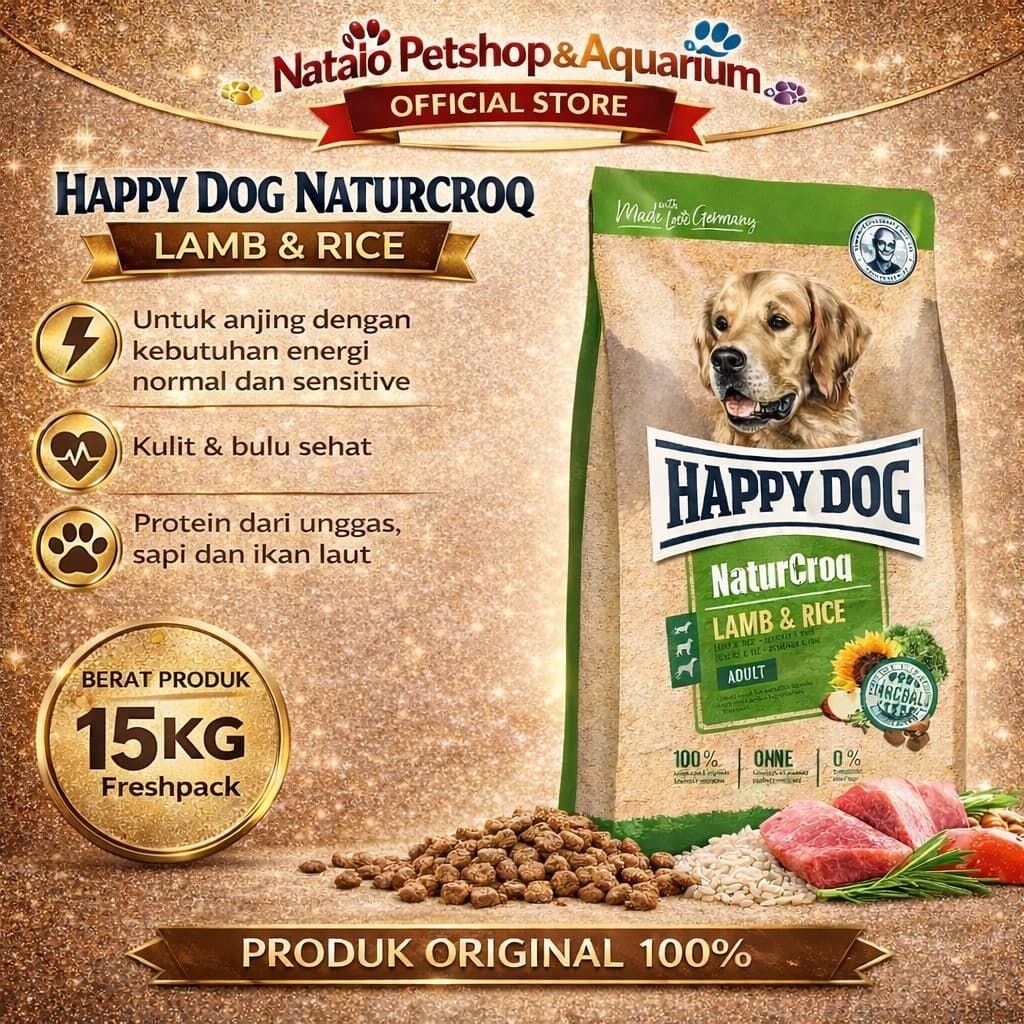 Happy Dog NaturCroq Adult Lamb & Rice 15KG - Makanan Anjing Dewasa Premium 15 KG
