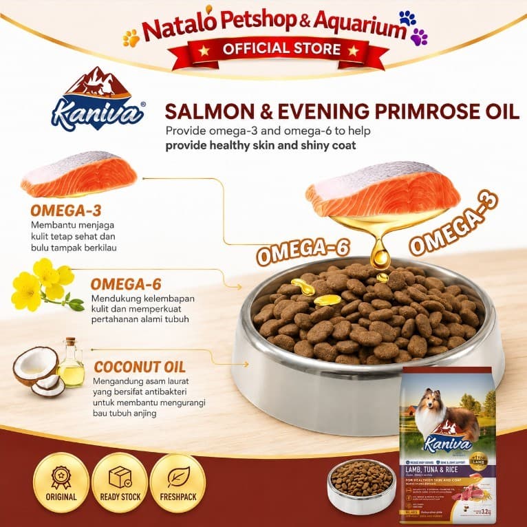 Kaniva Dog Lamb Tuna & Rice 3.2KG Dry Food - Skin Coat All Life Stages - Premium Makanan Anjing Kering rasa Domba Segala Usia Anak Dewasa Medium Large Breed Puppy Adult 3.2 KG - gambar 3