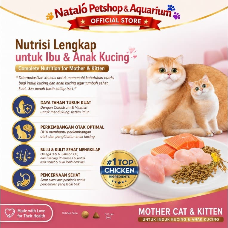 Kaniva Mother Cat & Kitten 1.3KG Dry Food - Holistic Healthy Skin and Coat - Premium Makanan Kucing Kering untuk Ibu Hamil Menyusul Anak Kucing Adult 1.3 KG - gambar 2