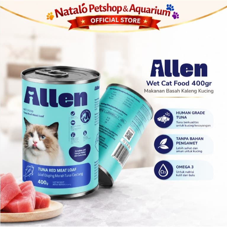 Allen Wet Cat Food 400GR Tuna Red Meat Loaf - Makanan Basah Kucing Kaleng Daging Ikan Asli