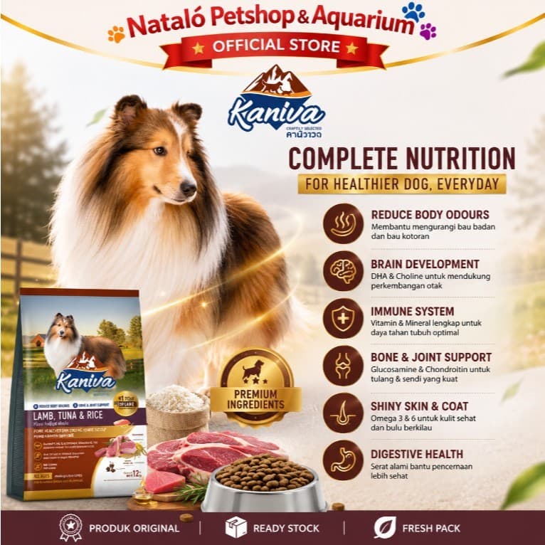 Kaniva Dog Lamb Tuna & Rice 12KG Dry Food - Skin Coat All Life Stages - Premium Makanan Anjing Kering rasa Domba Segala Usia - gambar 5